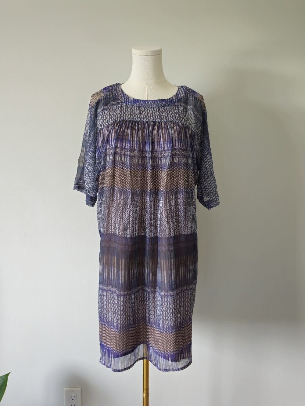 Anthropologie One September xs shift dress chiffron geometric
